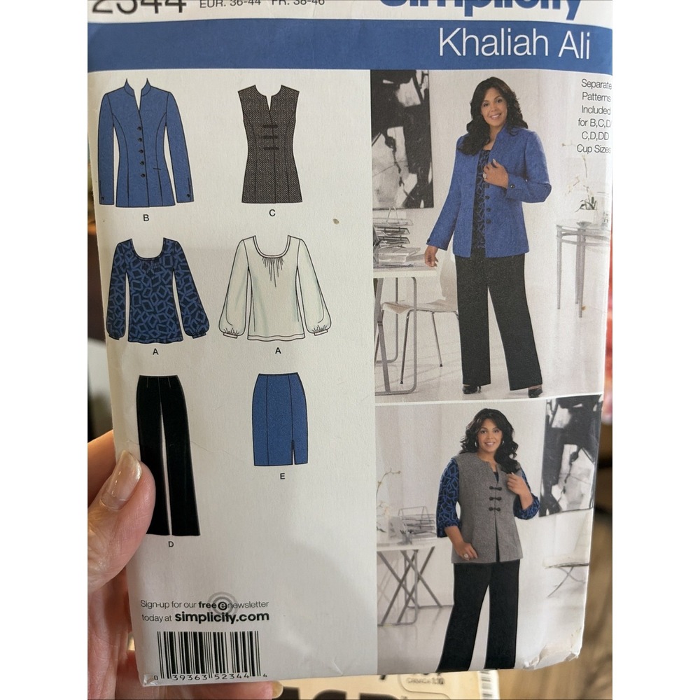 Simplicity 2010 Pattern #2344 Khaliah Ali Pants Skirt Jacket Vest Top Size 10-18